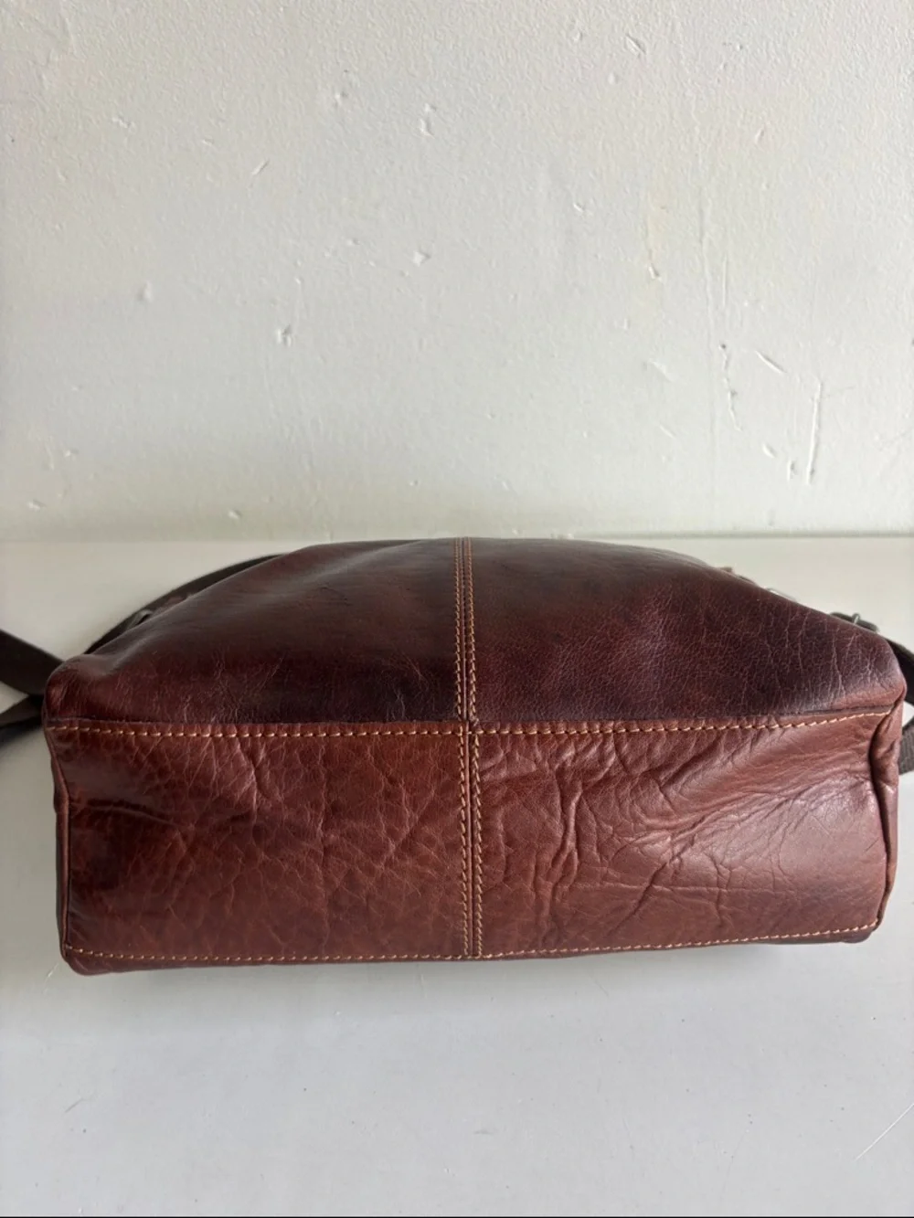 Jack Georges Classic Brown Leather Crossbody Messenger Bag